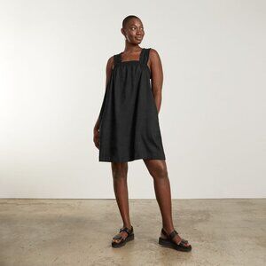 Everlane The Smocked Linen Dress Black Base - Size XS